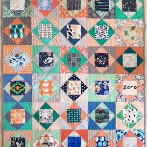 Eye spy quilt in green orange blue and grey baby or lap patchwork image 2