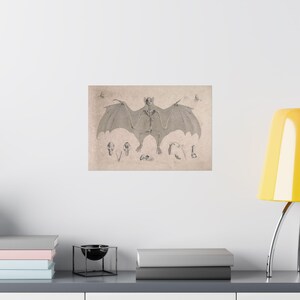Vintage Anatomy Bat Poster: 1800s Skeleton Illustration, Gothic Home Decor