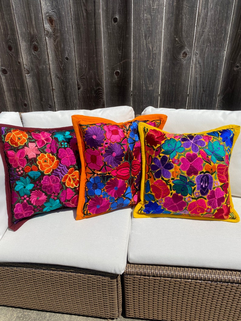 Pillow Cases Colorful Mexican Embroidered Pillow Case Set Etsy