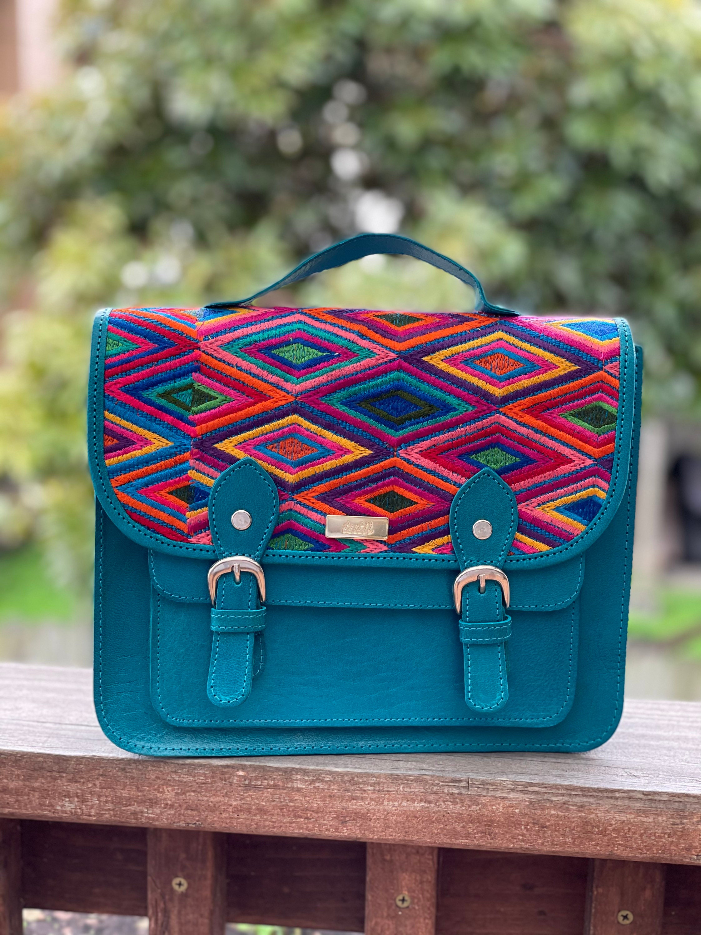 100 leather Embroidered leather crossbody bag Mexican bag Etsy