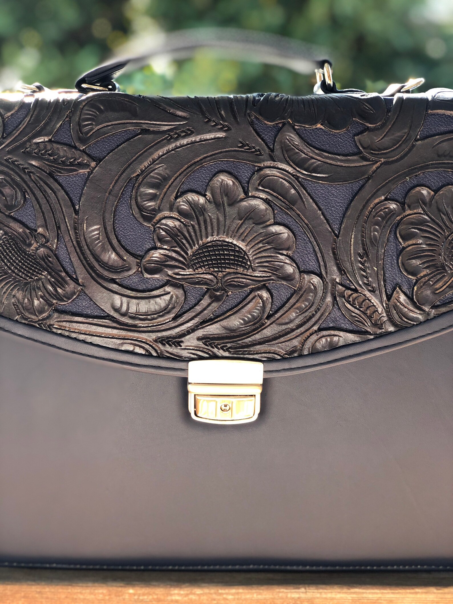 Hand Tooled Leather Portfolio Briefcase With Key Portfolio Etsy