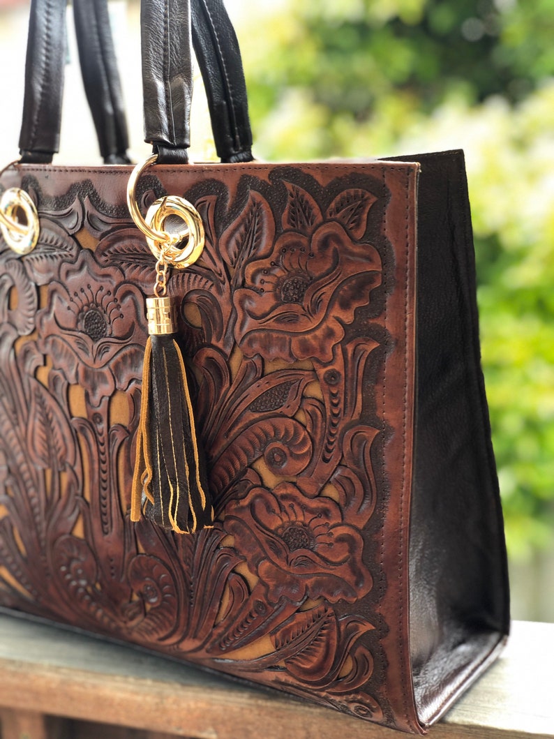 Hand Made Tooled Bag Hans Tooled Floral Bag Leather Purse - Etsy