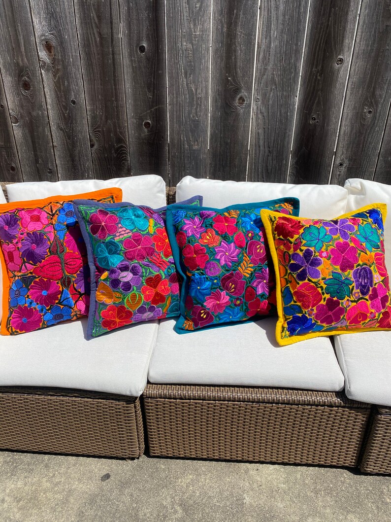 Pillow Cases Colorful Mexican Embroidered Pillow Case Set Etsy