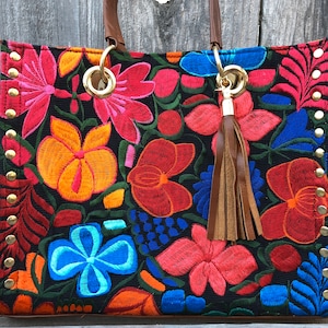 Leather tote bag, Leather Purse, Leather Handbag, Leather Bag, Leather Embroidered Handbag, Shoulder Bag, Crossbody Bag, Leather brown bag