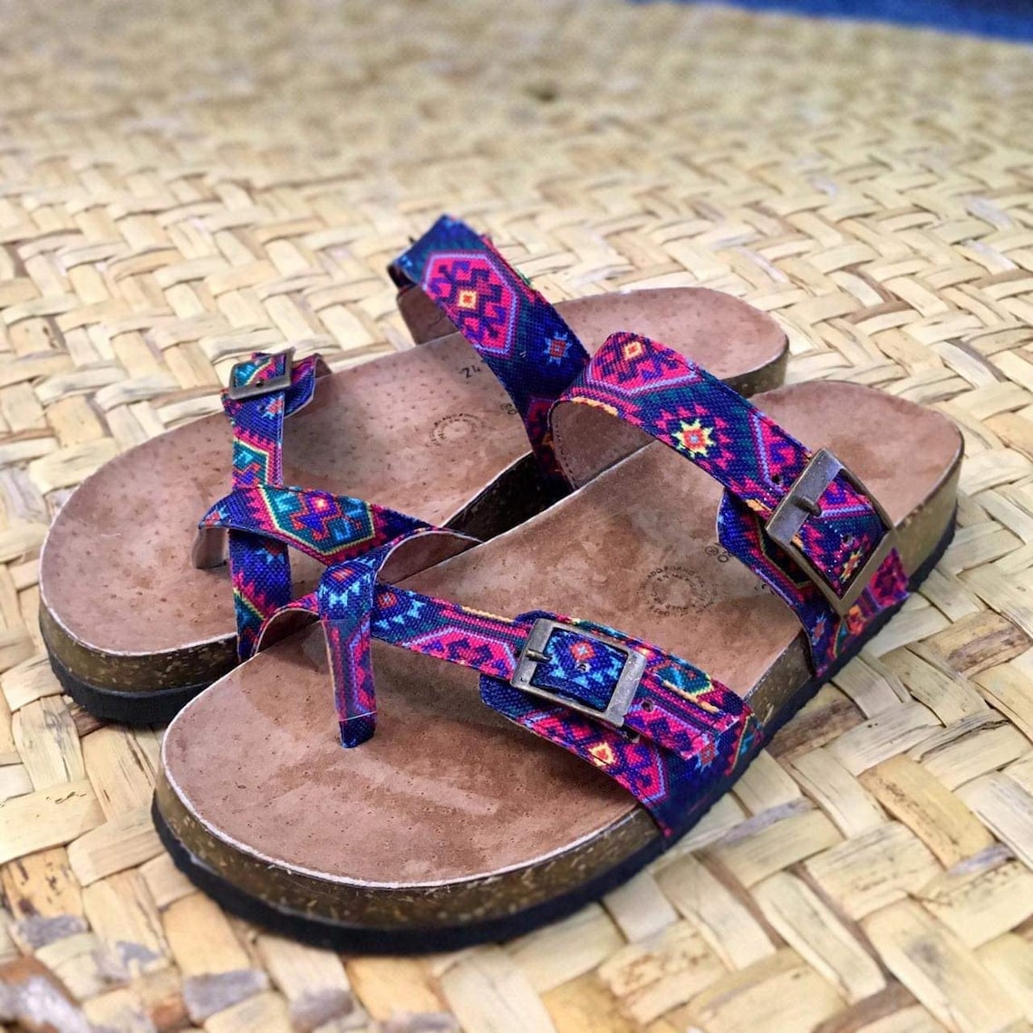 Leather Sandals Cork Sole Sandals Summer Shoes Etsy