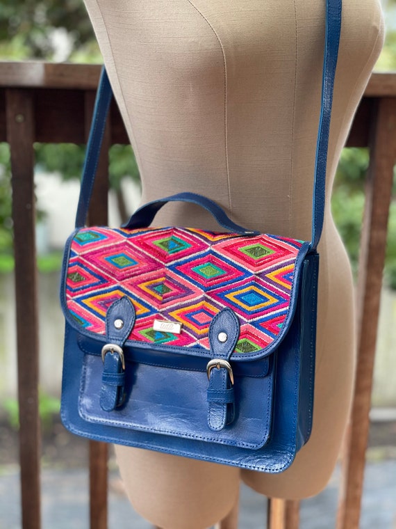 Embroidered leather outlet crossbody bag
