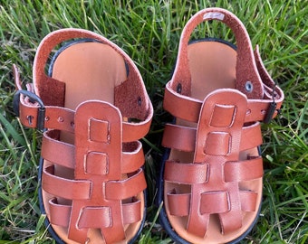 Handmade Leather Baby Boy Sandals, Colorful Mexican Huaraches
