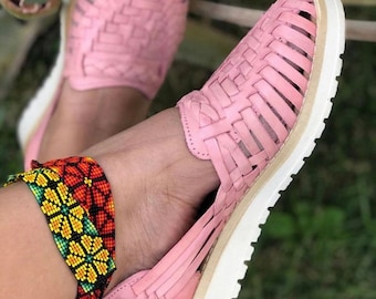 Handmade Leather Huarache Flats, Mexican Sandals