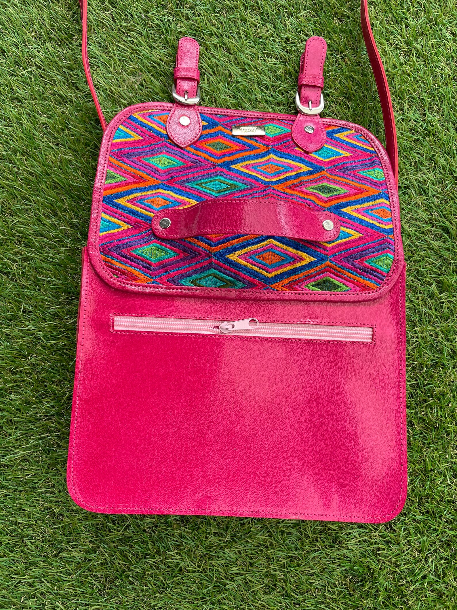 100 Leather Embroidered Leather Crossbody Bag Mexican Bag Etsy