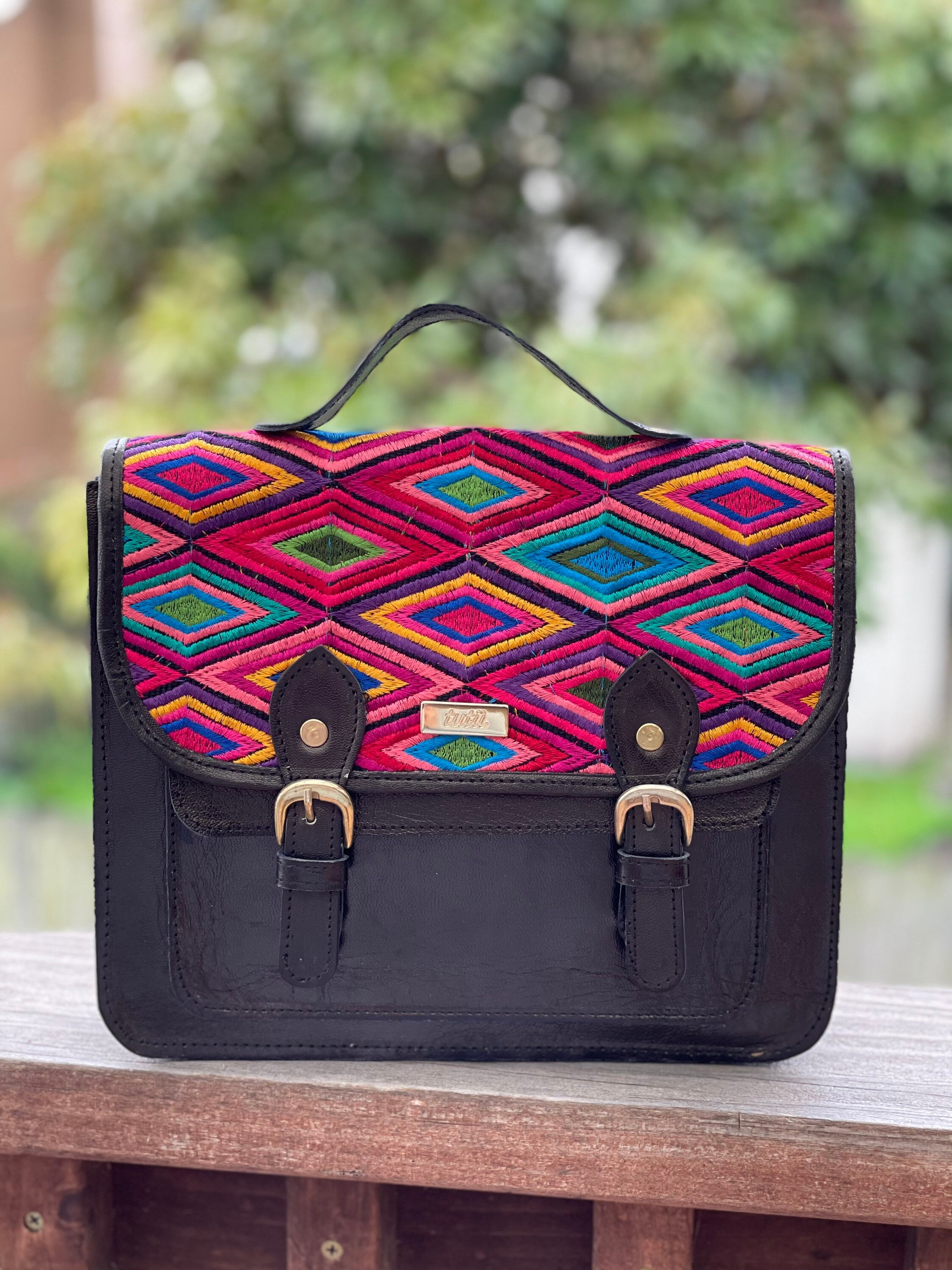 100% Leather Embroidered Leather Crossbody Bag Mexican Bag | Etsy