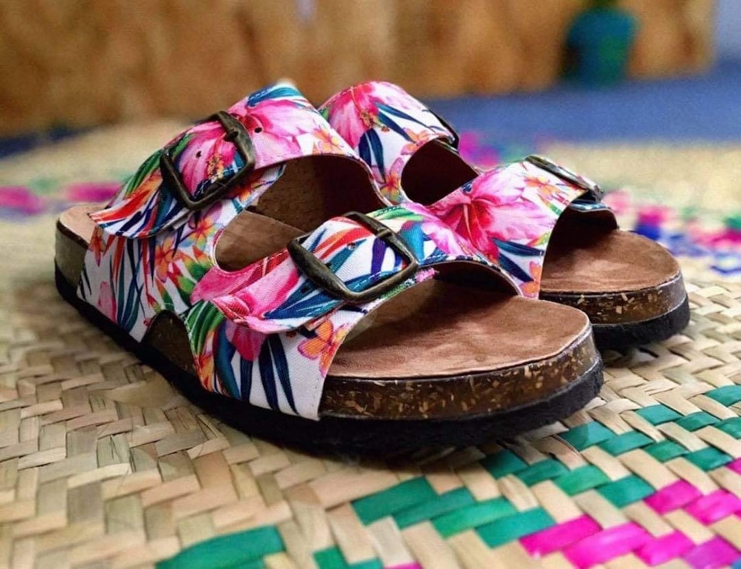 Leather Sandals, Cork Sole Sandals, Summer Shoes, Slip on Sandals Etsy