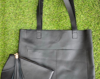 Shoulder bag, black shoulder bag, tote bag, leather bag, leather tote bag, purse,