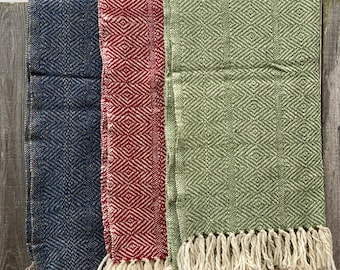 Handwoven Cotton Mexican Rebozo Scarf, Artisan Shawl Wrap