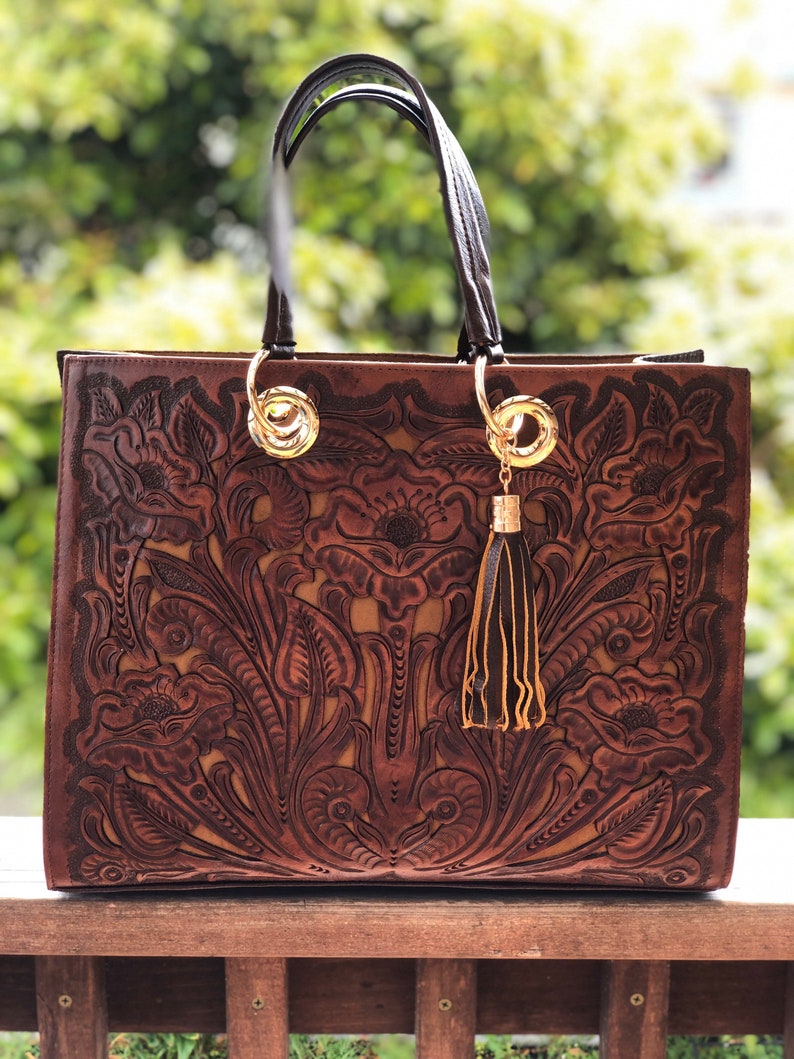 Hand Made Tooled Bag Hans Tooled Floral Bag Leather Purse - Etsy