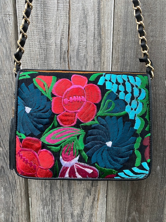 Embroidered leather crossbody bag hotsell