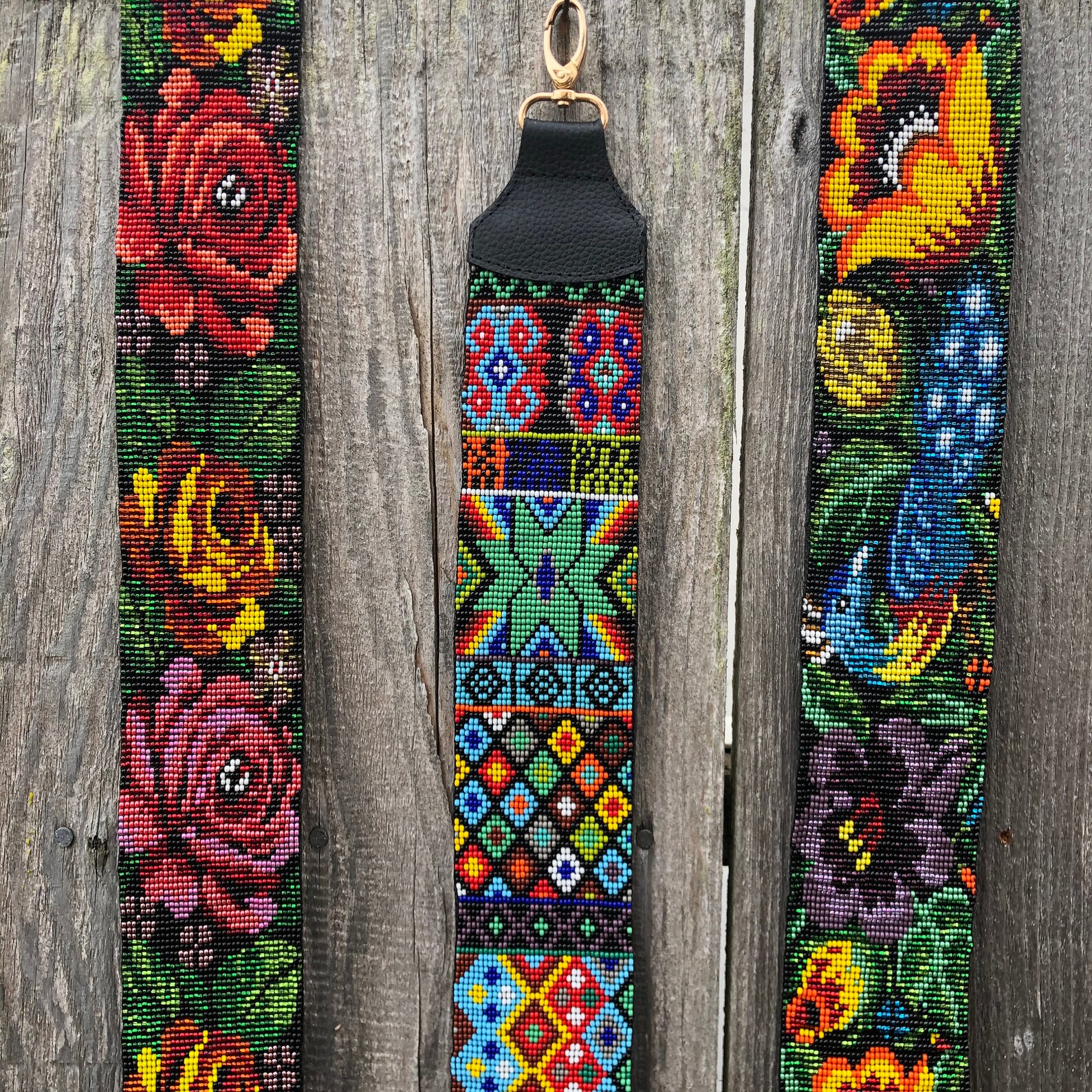 Leather Strap Colorful Beaded Bag Strap Colorful Bag Strap Etsy