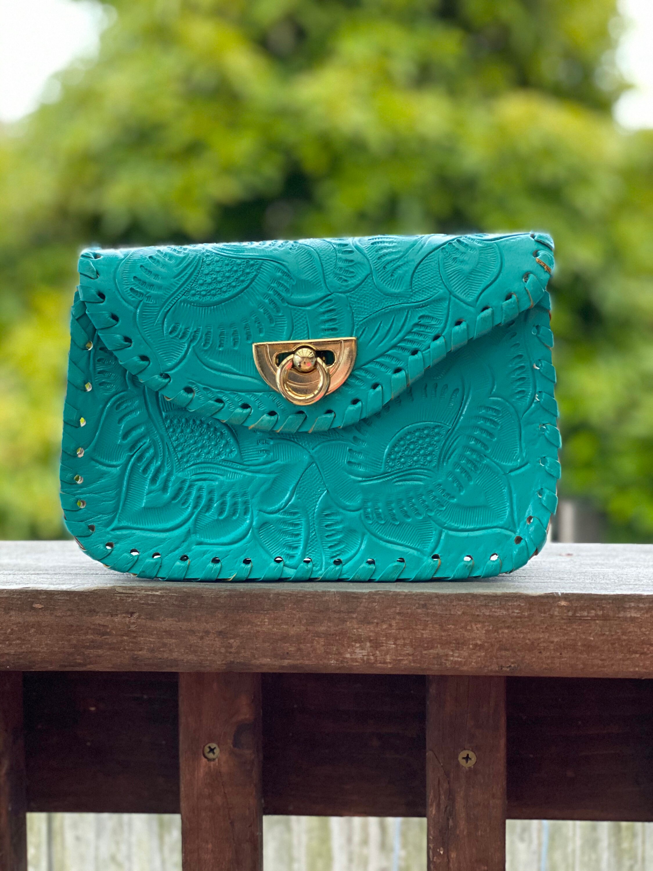 Crossbody Tooled Leather Bag Unique Leather Bag Vintage Bag Etsy