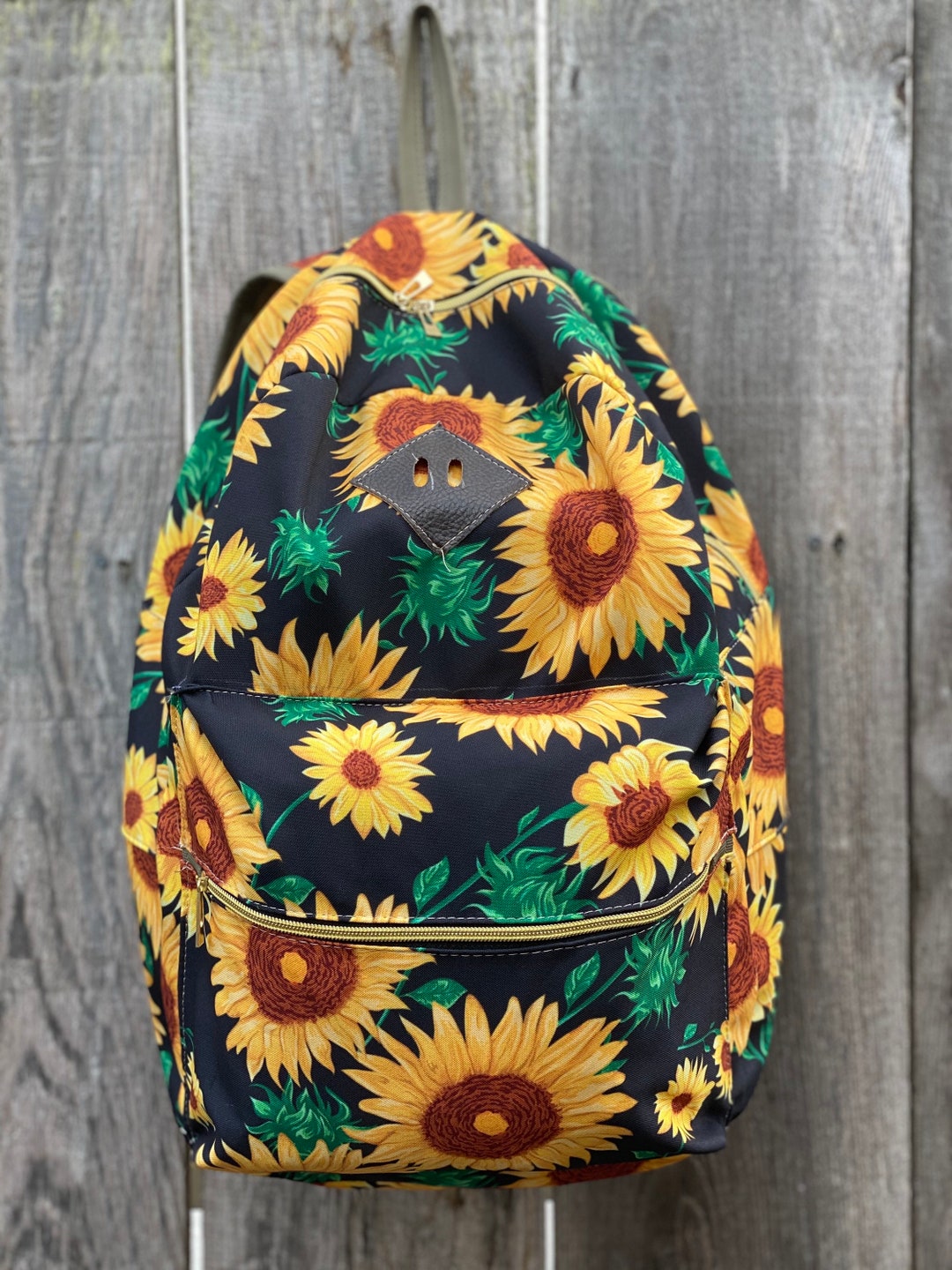 Backpack, sunflower backpacks, sunflower bag, floral backpack black
