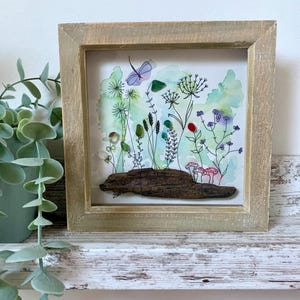 SEA GLASS ART - Botanical, Wild Flowers, Birthday, Plant Lovers, Gardeners Gift