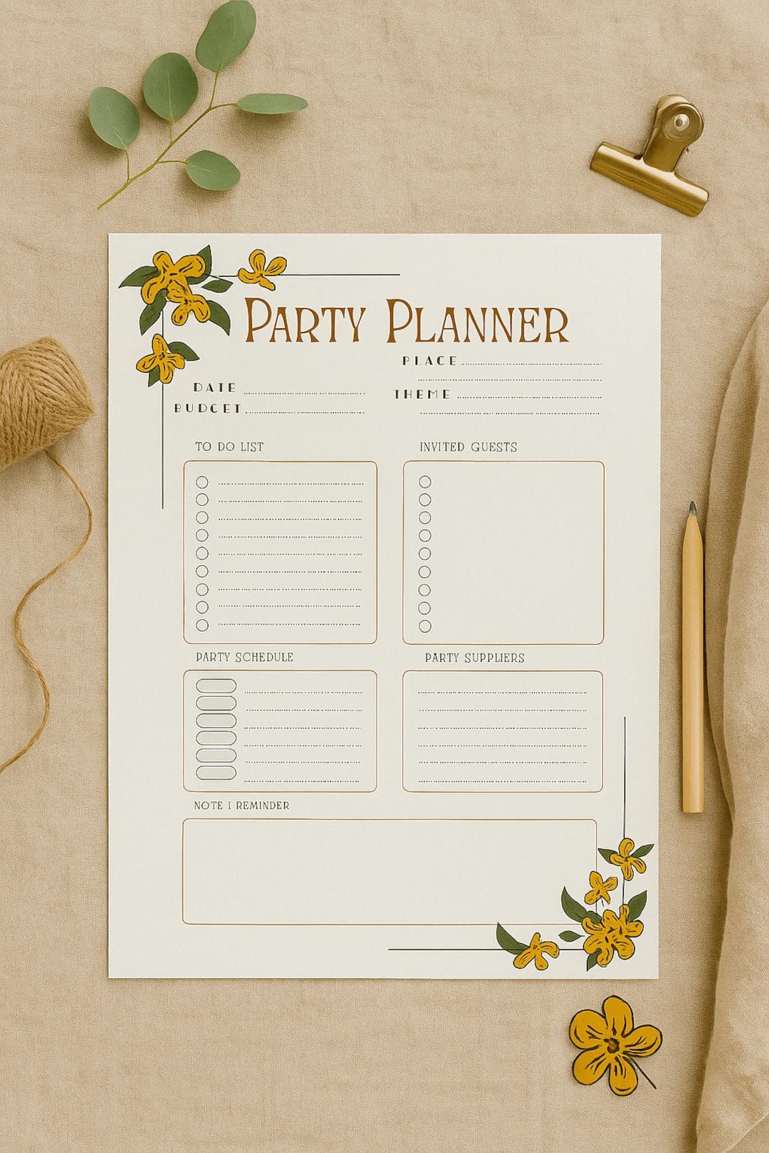 Printable Party Planner Template | Editable Event Planning Worksheet ...