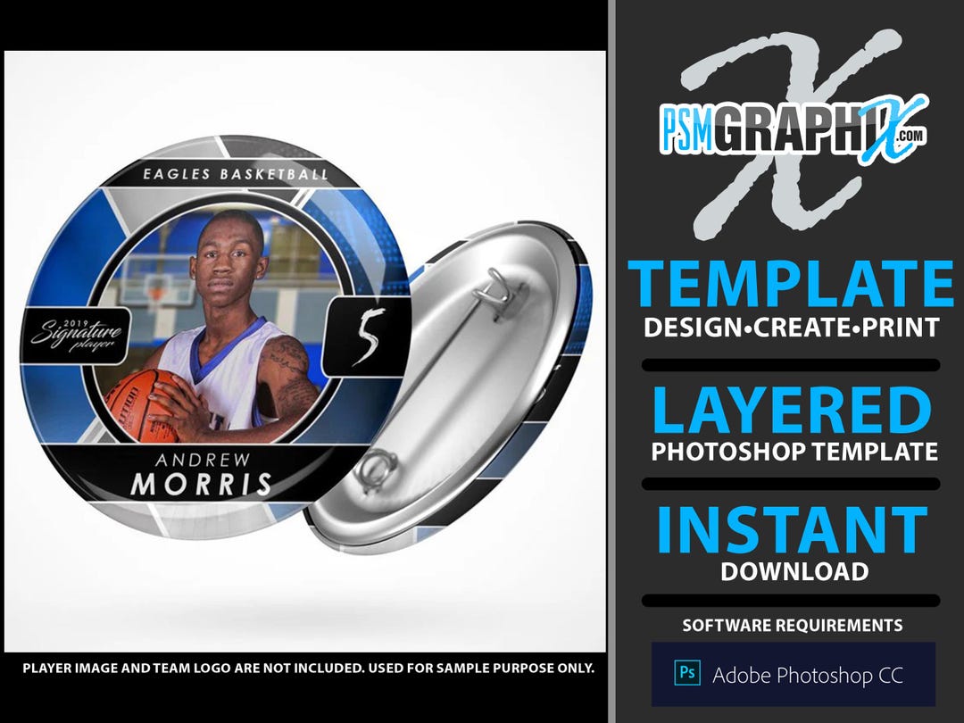 Signature Player - Basketball - V2 - Drop in Button Template - Etsy