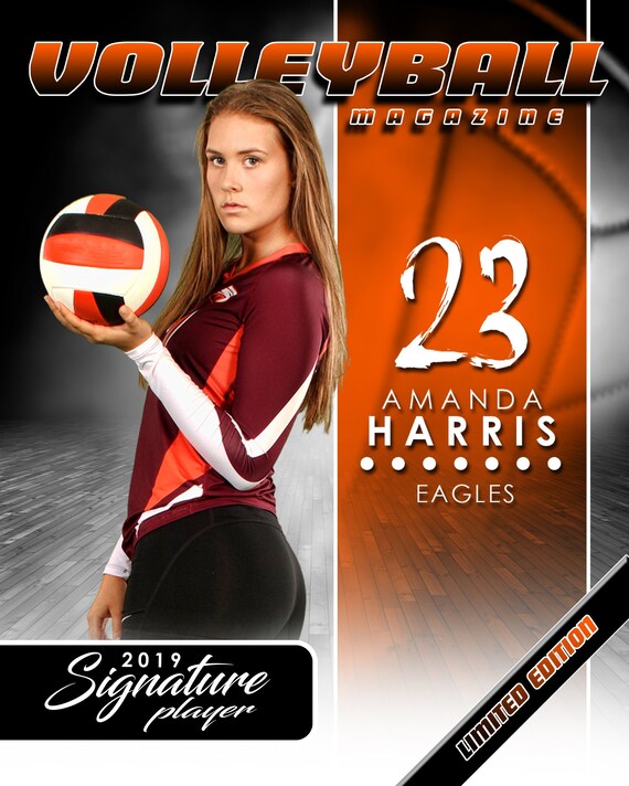 Magazine Cover Template Volleyball Signature Player V1 EXT Etsy