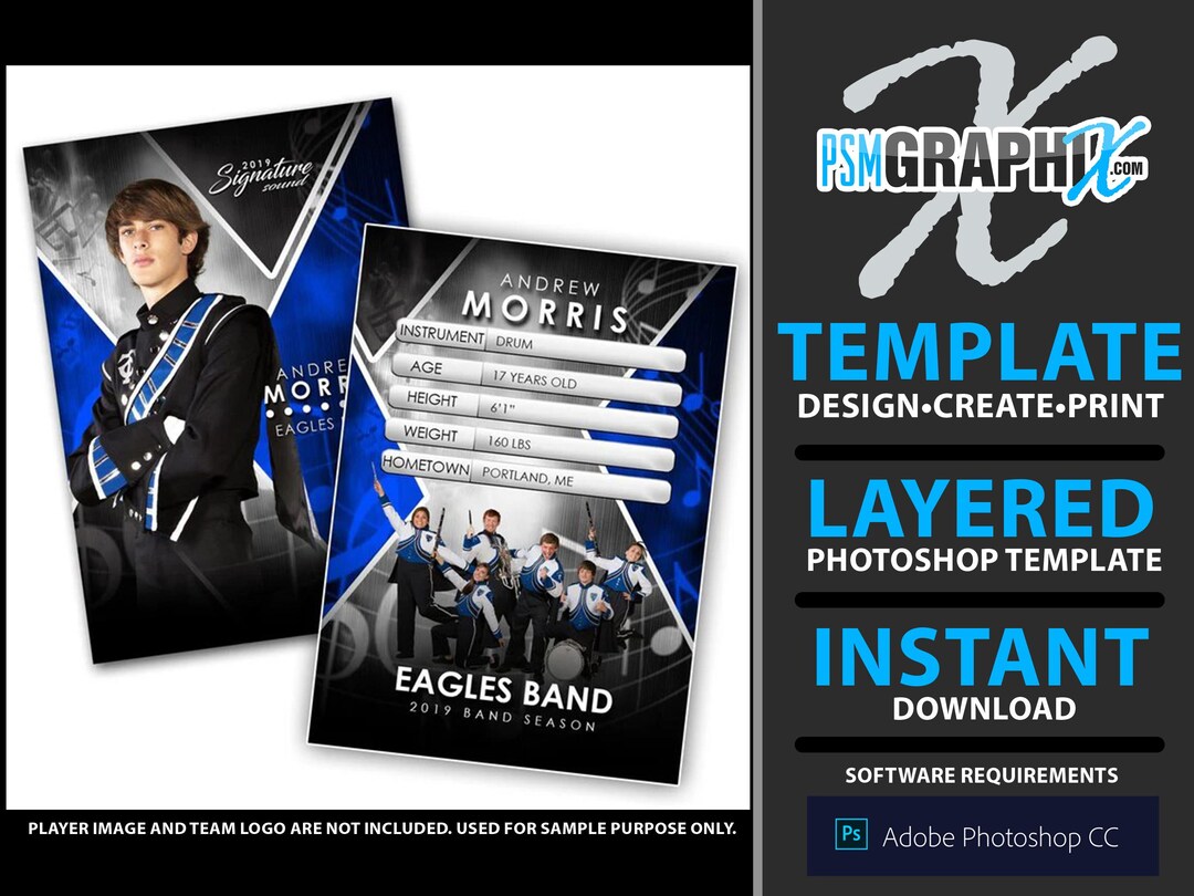 Signature Player - Band- V2 - Drop-in Trading Card Template - Etsy