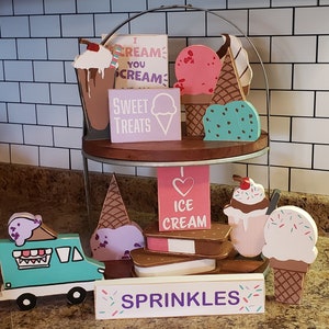 Ice Cream Tiered Tray Decor