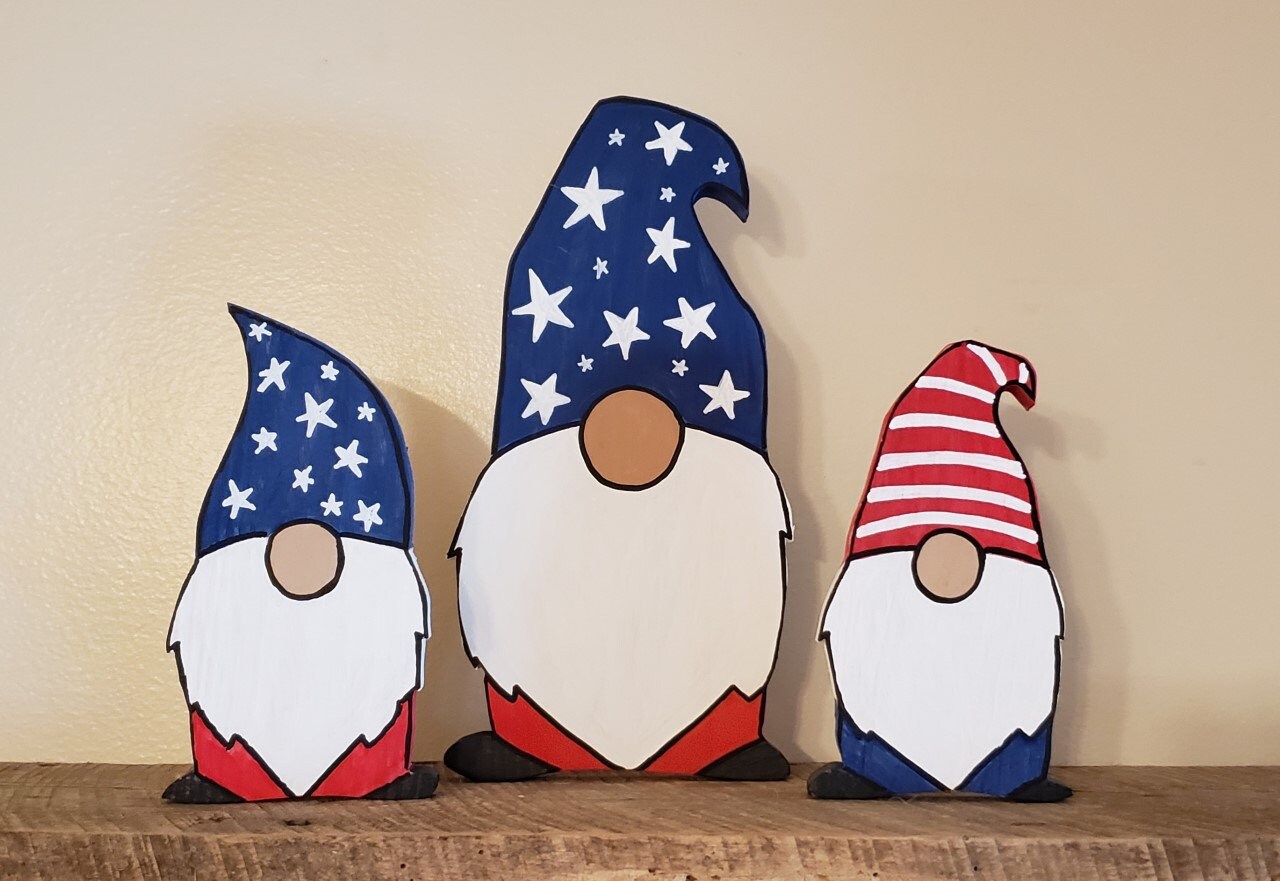 Set of 2 Wooden Patriotic Gnomes Wooden Gnome Gnome Decor Etsy UK