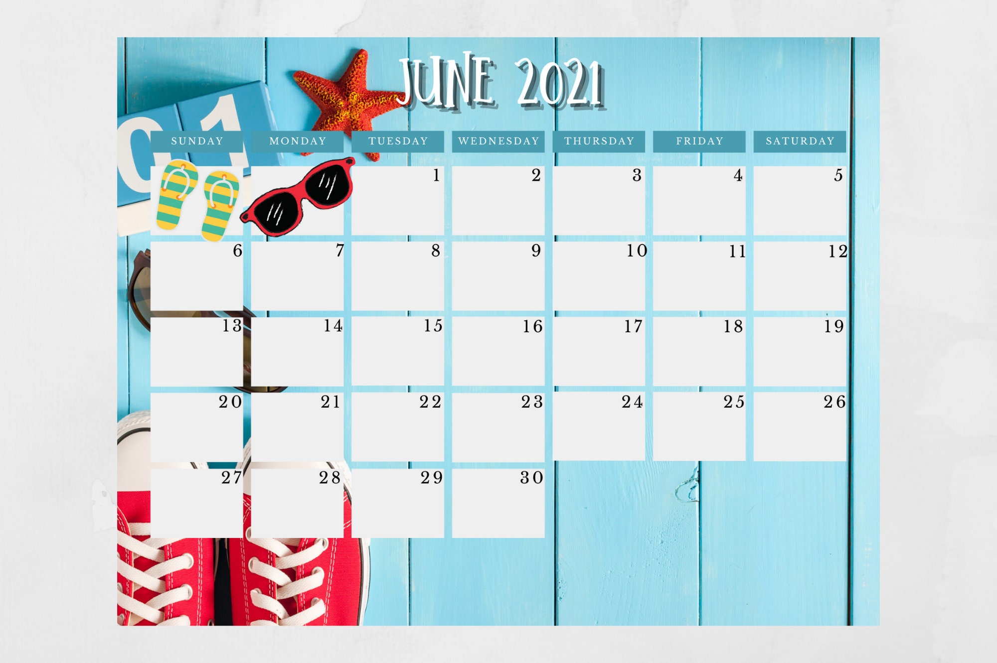 june 2021 printable calendar us letter landscape etsy