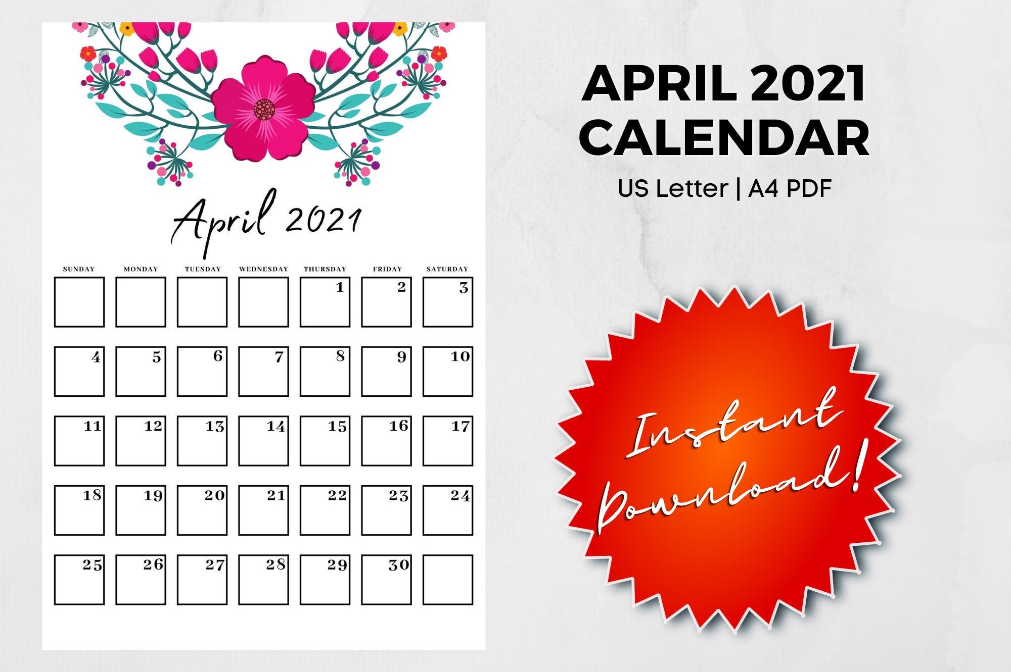 april 2021 print calendar