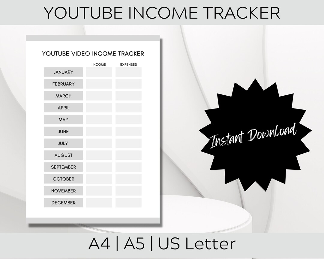 Youtube Video Income Tracker Worksheet, Video Income Tracker - Etsy