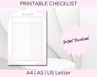 Printable Checklist Template A4 | A5 | US Letter PDF