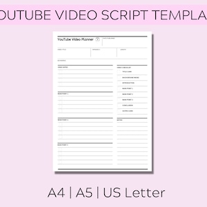 YouTube Video Script Worksheet Video Template YouTube Video image 1