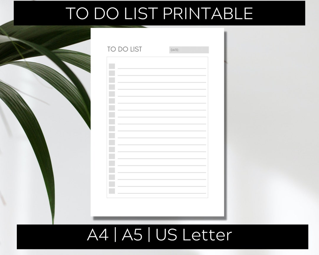 To Do List Printable PDF A4, A5, US Letter - Etsy Australia