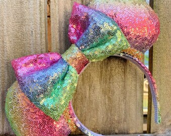 Pastel Rainbow Mickey Ears, Ombre Mickey Ears, Pastel Minnie Ears, Pastel Rainbow Sequin Minnie Ears, Rainbow Mouse Ears