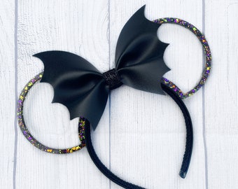 Frickin Bats! Minnie Ears, Bat Bow Minnie Ears, Halloween Minnie Ears, Resin Minnie Ears, Hoop Minnie Ears, Glitter Minnie Ears