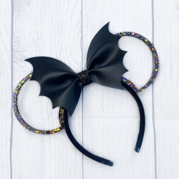 Frickin Bats! Minnie Ears, Bat Bow Minnie Ears, Halloween Minnie Ears, Resin Minnie Ears, Hoop Minnie Ears, Glitter Minnie Ears
