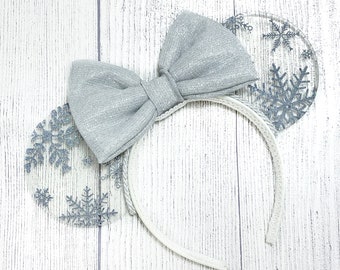Snowflake Minnie Ears, Snowflake Resin Minnie Ears, Resin Minnie Ears