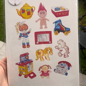 A4 Retro Toys Illustration Print | Trolls | Rainbow Brite | Fisher Price | A La Carte Kitchen | Care Bears | 80s Toys | 80s Nostalgia