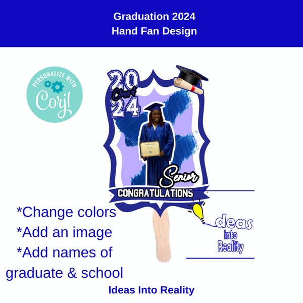 2024 Graduation Hand Fan Digital Template | Editable Downloadable Template | Congrats Grad | Senior Year | 2024 Graduates | Class of 2024