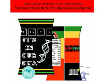 Black History Month Chip Bag & Water Bottle Labels | Editable Printable (Digital Download)
