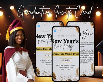 New Year Party Invitation Template | Class of 2026 Grad Party Invite | Editable Graduation Invite