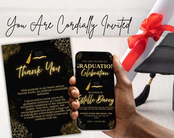Modern Graduation Invitation Template | Class of 2026 Grad Party Invite | Editable Celebration Invite
