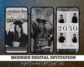 Graduation Newspaper Invitation Template | Class of 2026 Grad Party Invite | Editable Style Invite