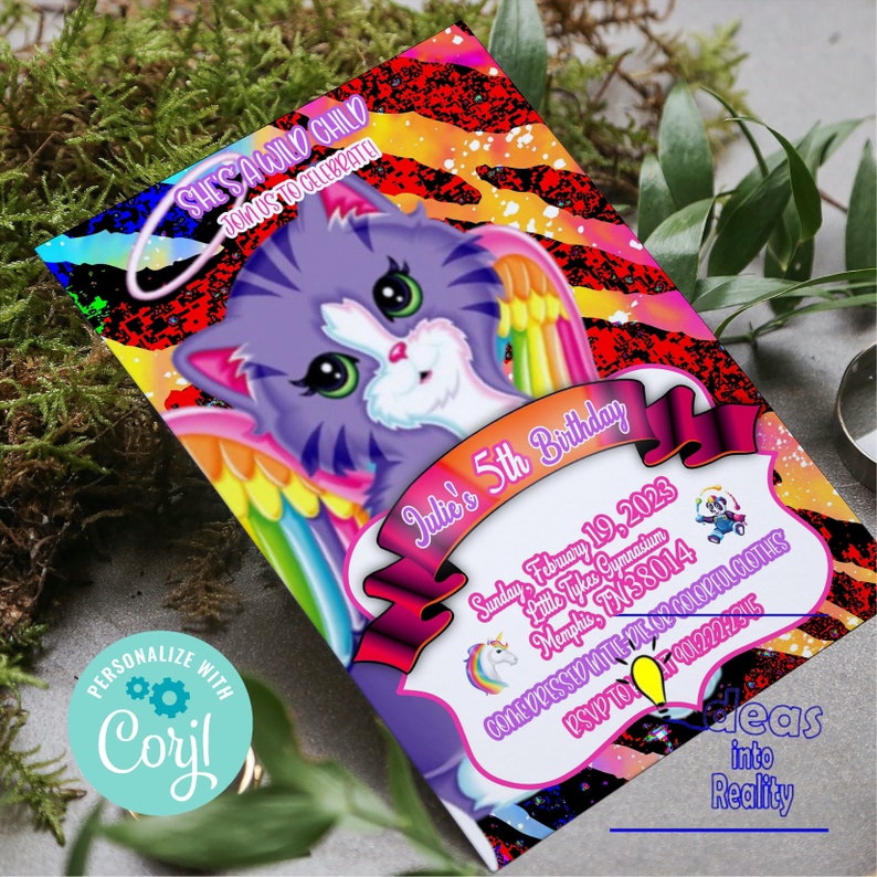 Lisa Frank Birthday Invitation Kids Editable Template for - Etsy