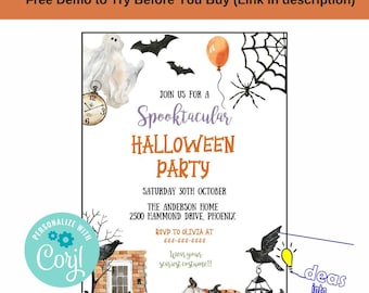 Halloween Party 2024, Halloween, Spooktacular, Class Party, Elementary, Middle School Party, Digital Editable Template, Party Celebration