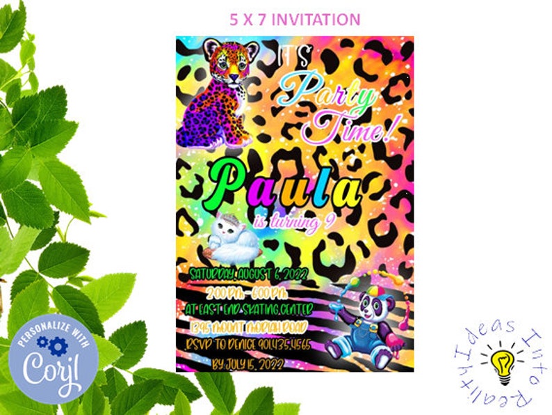 Lisa Frank Birthday Invitation Template Printable Girl - Etsy