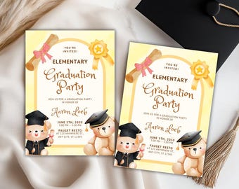 Elementary Graduation Invitation Template | Class of 2026 Grad Party Invite | Kids Graduation