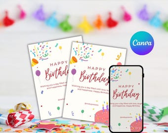Happy Birthday Card | Colorful Illustrative Greeting (Digital Download)